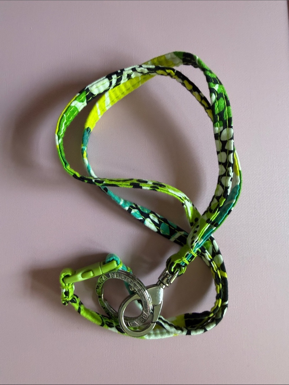 🖤Vera Bradley “Limes Up” RETIRED Lanyard Keyring Yellow, Green, Teal, Black